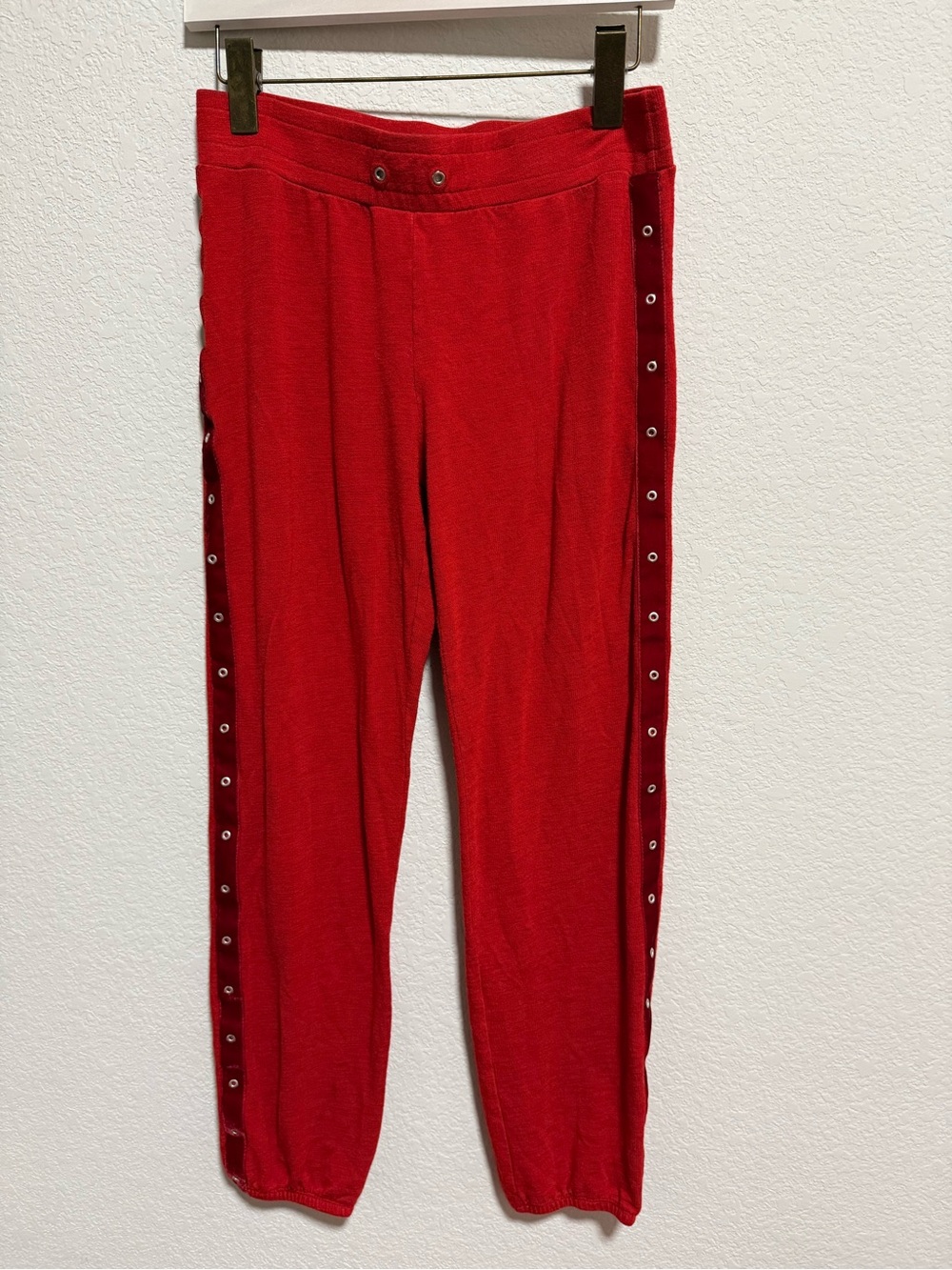 Monrow Red Snap-Trim Track Pants